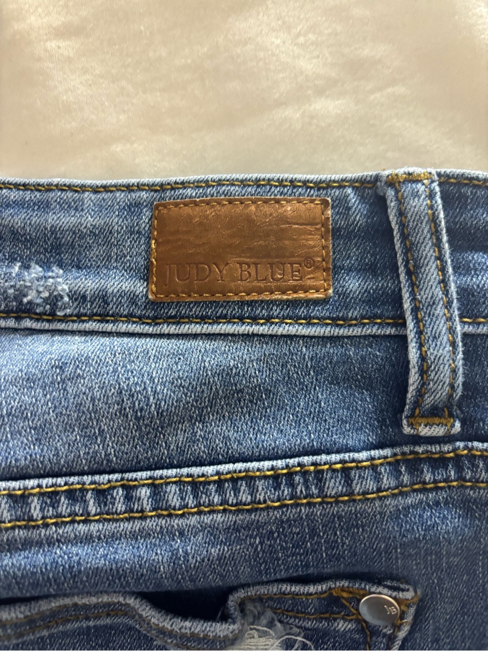 Judy Blue Blue Distressed Skinny Jeans with Leopard Patch - Picture 3 of 4